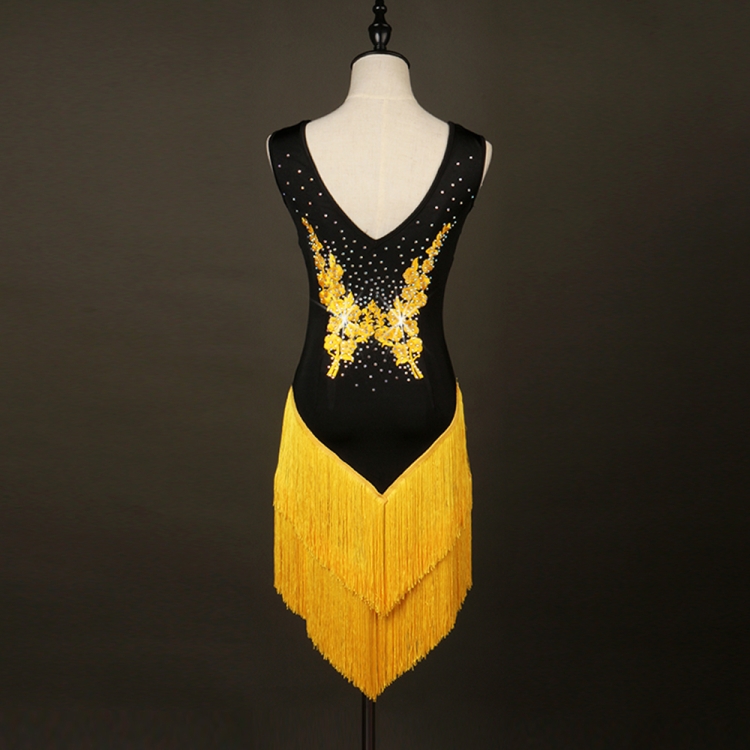 Платья латина Юниоры 1с бахромой чёрный