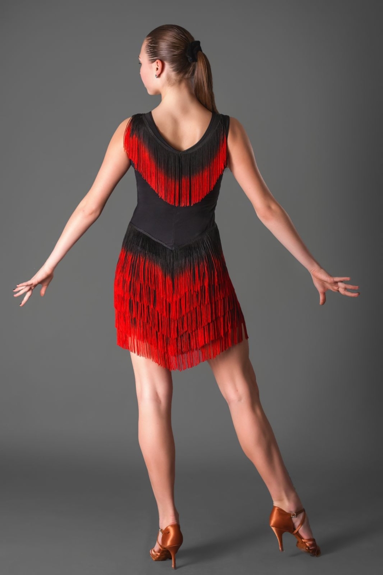 Платье латина ю1 с бахромой