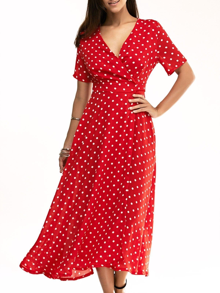 Платье с запахом в горошек