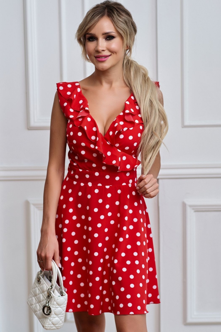 Сарафан с запахом в горошек