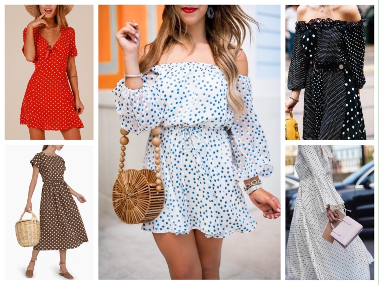 Boohoo черное платье в горошек