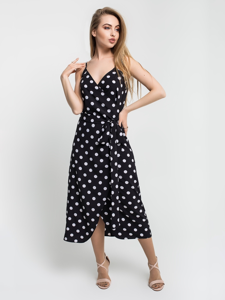 Платье с запахом в горошек