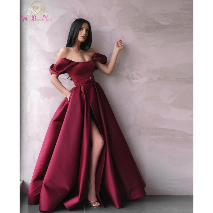 Платье бордовое вечернее длинное