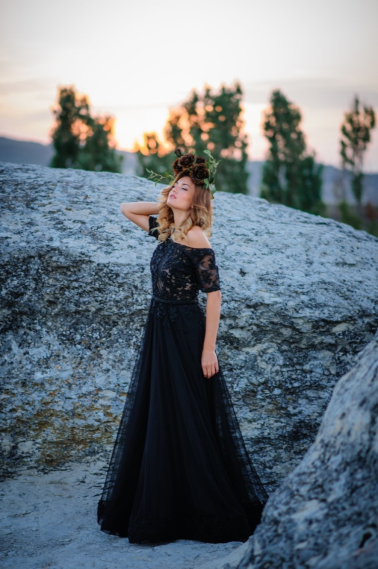 Свадебная фотосессия в черном платье
