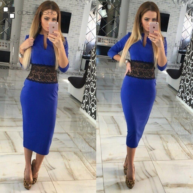 Платье футляр с кружевом из французского трикотажа Lusi № 403.