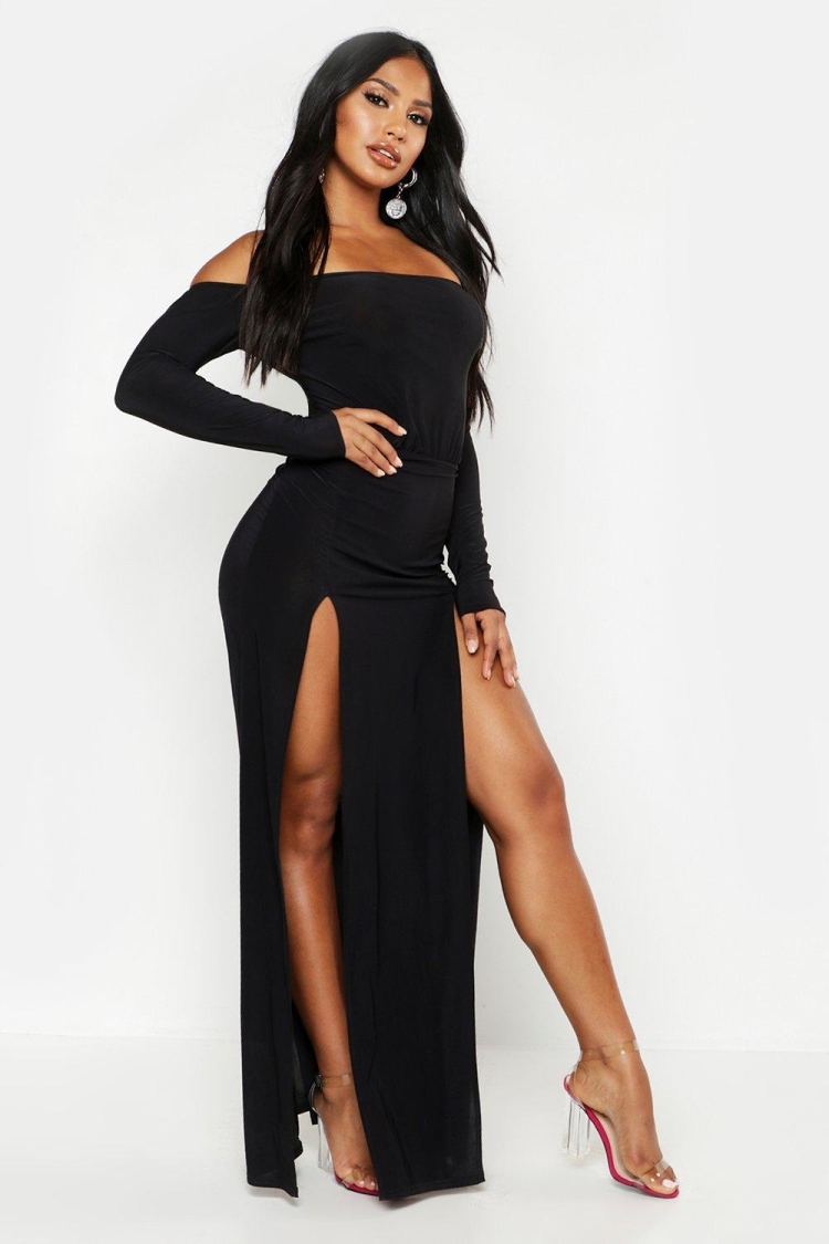 Boohoo платье черное длинное