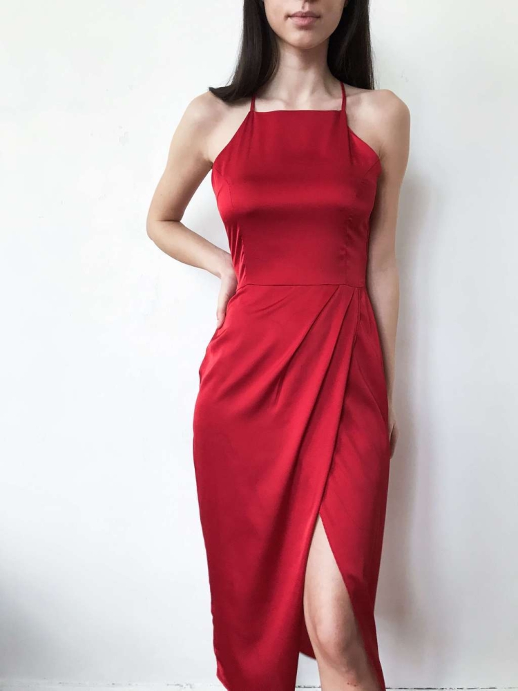 Платье BGN красное шелковое