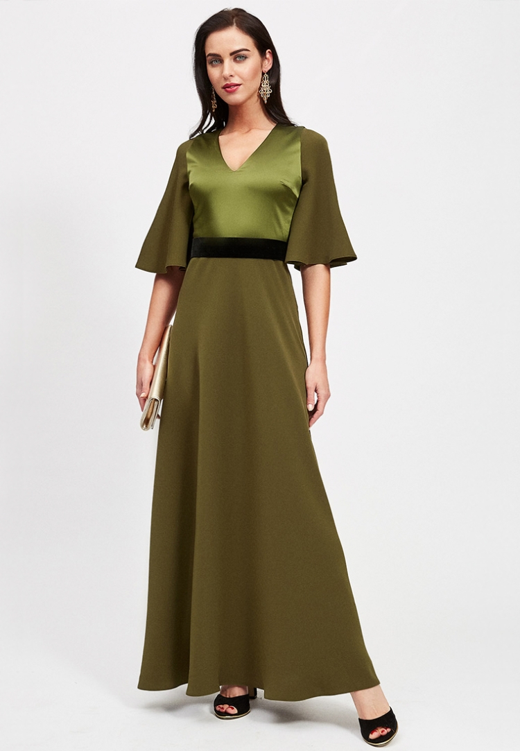 Вечернее платье цвета хаки