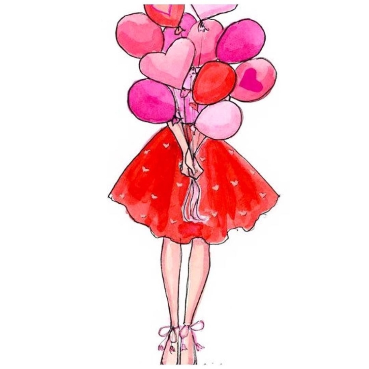 Модные иллюстрации девушек с шариками