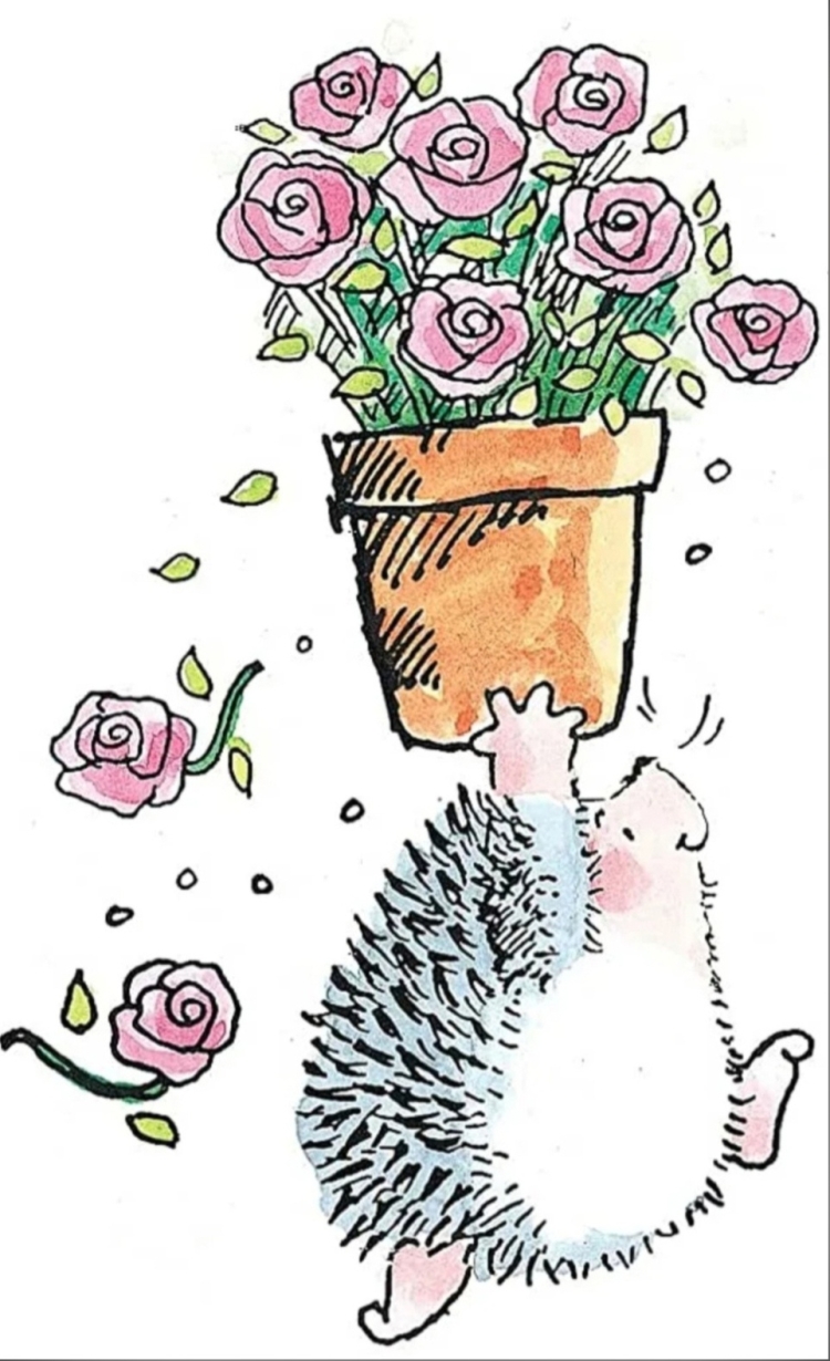 Открытка Ежик с цветами