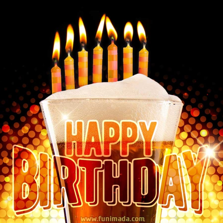 Пиво со свечками с днем рождения