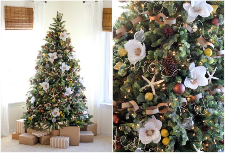 Елка украшенная цветами