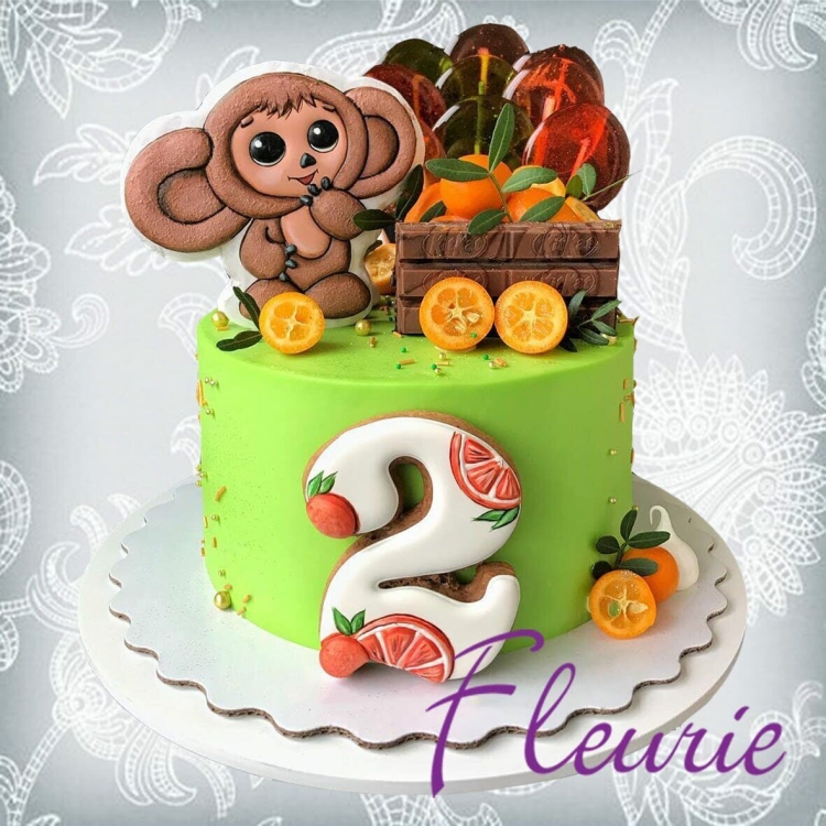 Декор торта с чебурашкой и крокодилом Геной