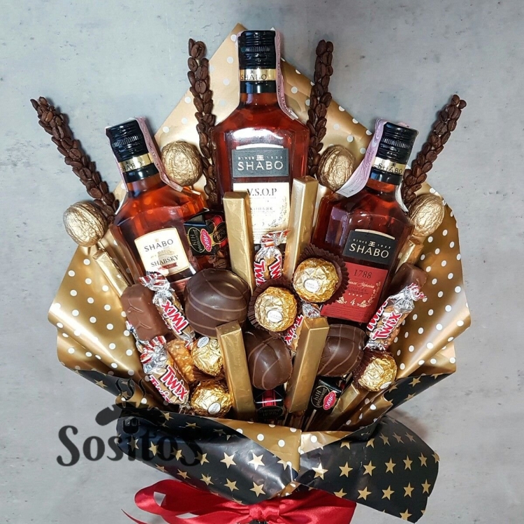 Букет из коньяка для мужчины