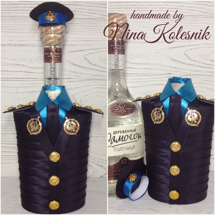 Украшение бутылок военный
