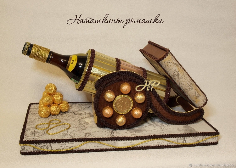 Декор бутылки коньяка в подарок для мужчины