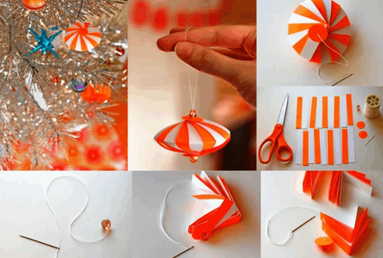 Новогодние игрушки своими руками из бумаги
