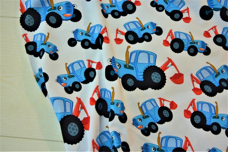 Ткань синий трактор