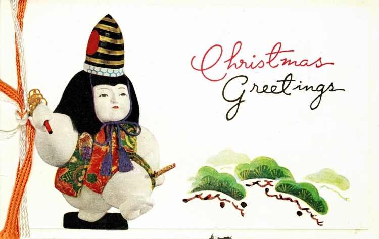 Новогодняя открытка в японском стиле