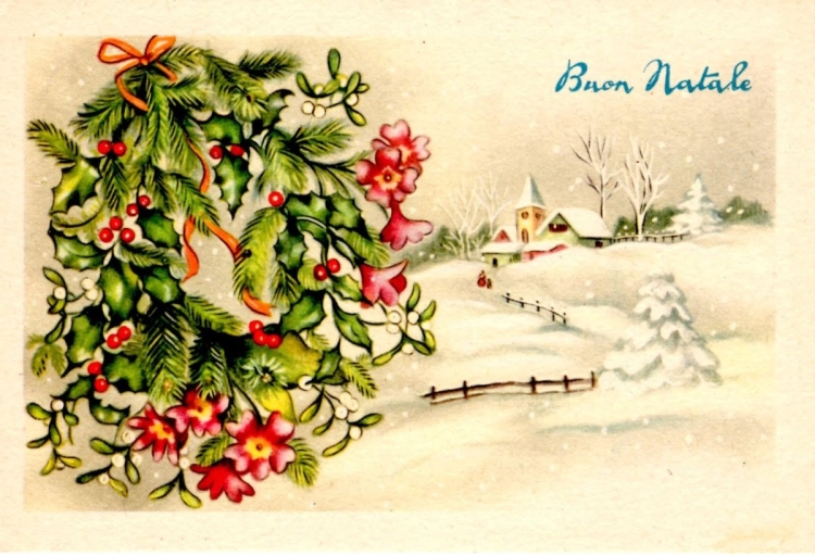 Итальянские Рождественские открытки новогодние