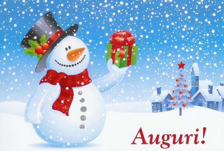 Открытка с новым годом Снеговик