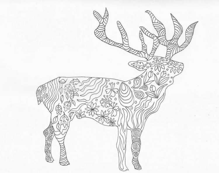 Раскраска антистресс олень