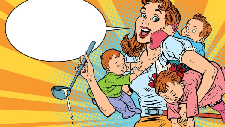 Мать с ребенком поп арт