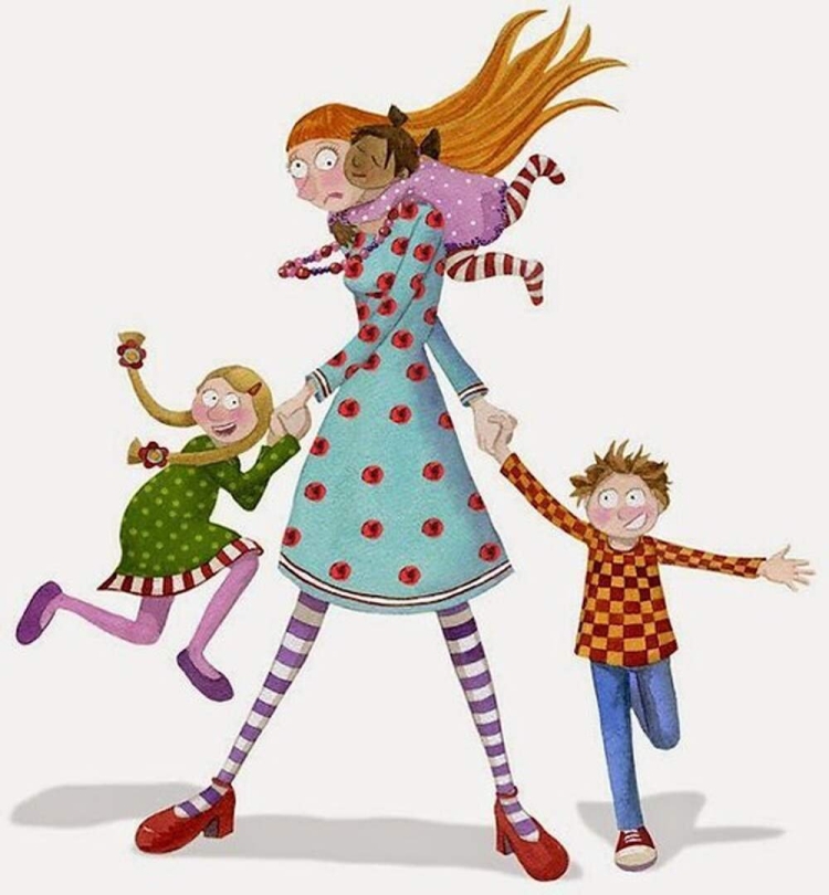 Многодетная мать иллюстрация