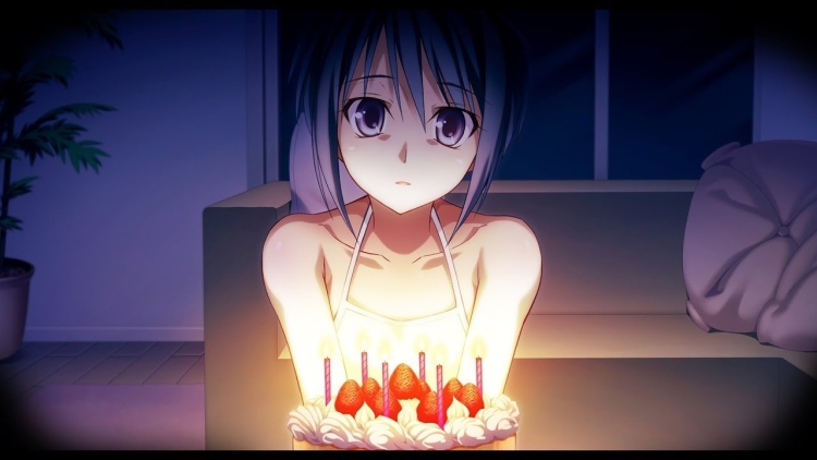 Аниме девушка с тортом