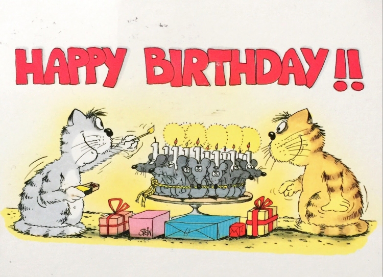 Открытка карикатура с днем рождения