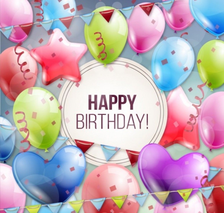 С днём рождения стильные открытки шарики