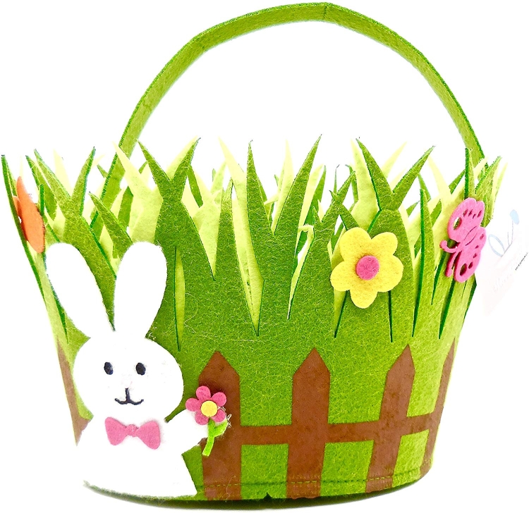 Пасхальная корзинка из фетра с зай