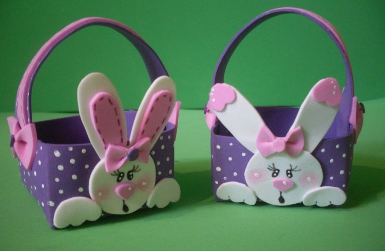 Пасхальная корзинка из фетра с зай