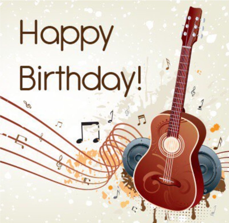 Открытка с днём рождения с гитарой