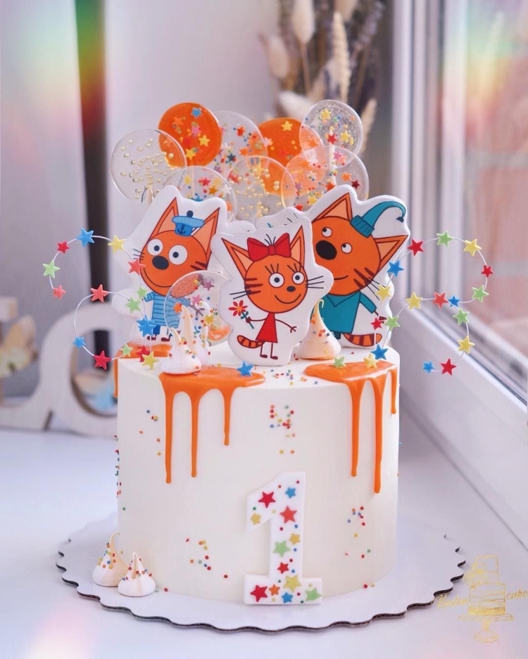 Тортик для девочки три кота 4 годика