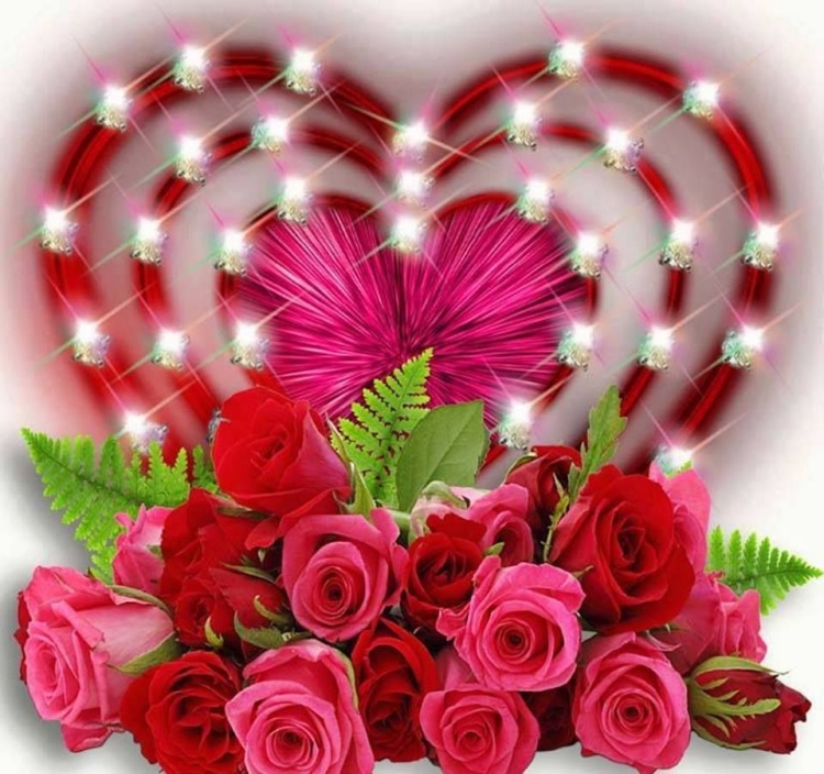 Красивые букеты с сердечками анимационные