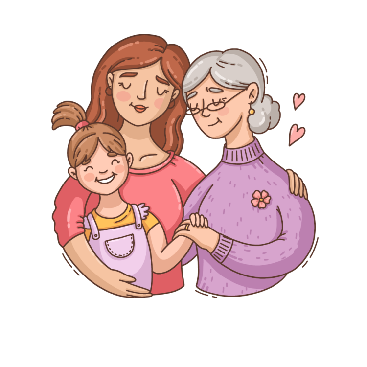 Бабушка мама дочка рисунок