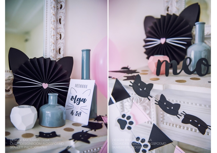 Декор в стиле кошек для дня рождения