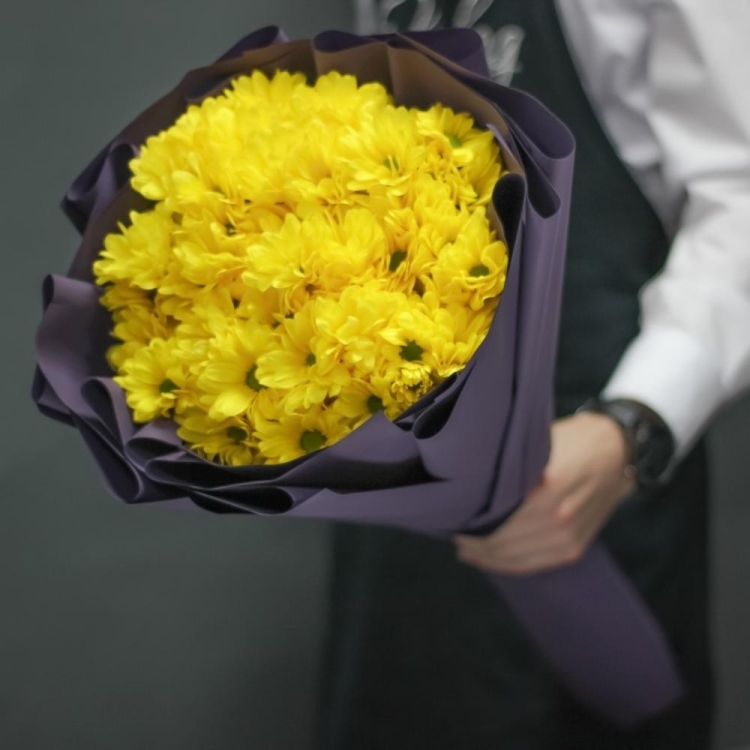 Букет из 25 одноголовых хризантем