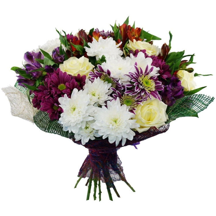 Альстромерия и Хризантема букет