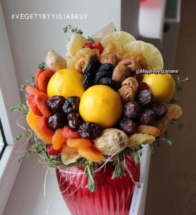 Мини букеты из фруктов и сухофруктов