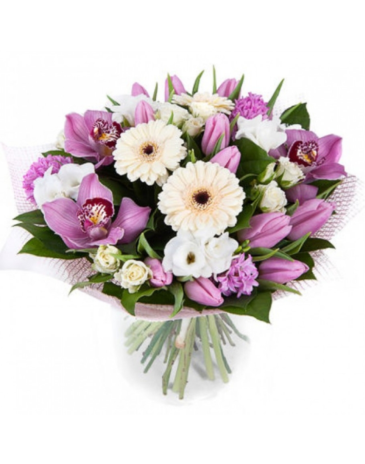 Букет из гербер и орхидей