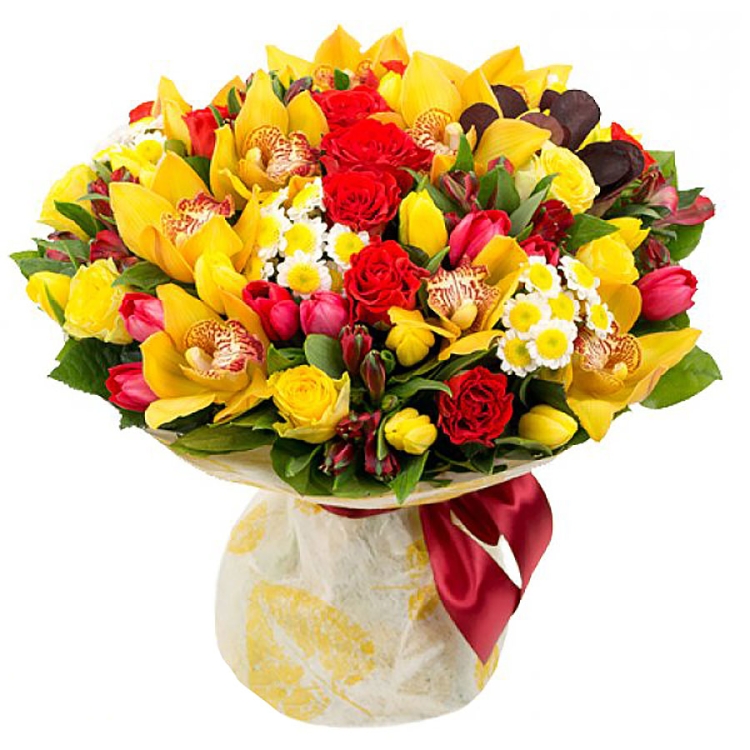 Тюльпаны хризантемы альстромерии