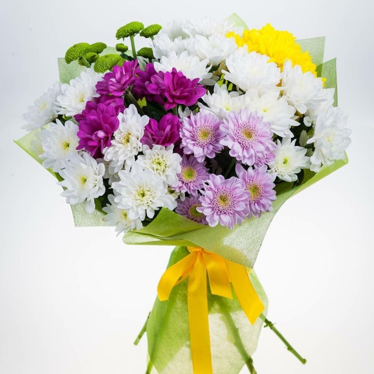 Букет хризантемы вид сверху