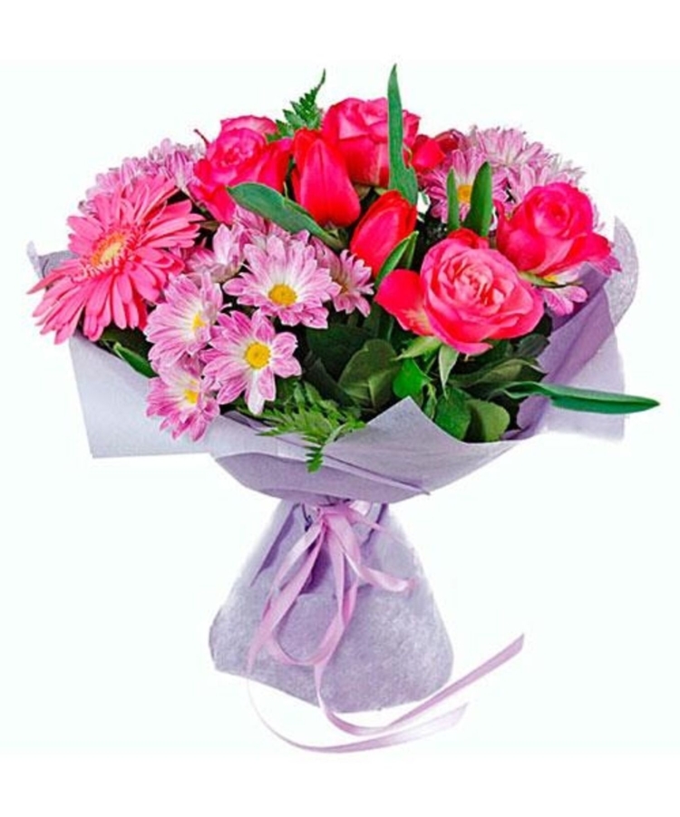 Тюльпаны с хризантемами букет