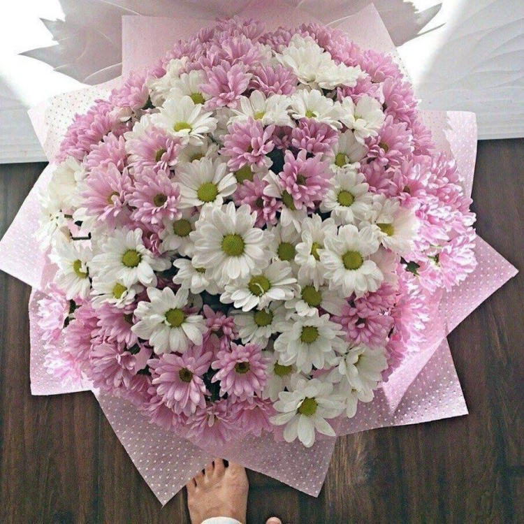 Большой букет из хризантем кустовых