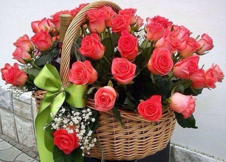 Открытки с днем рождения корзины роз