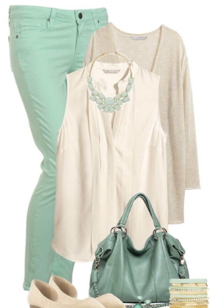 Мятный и бежевый в одежде