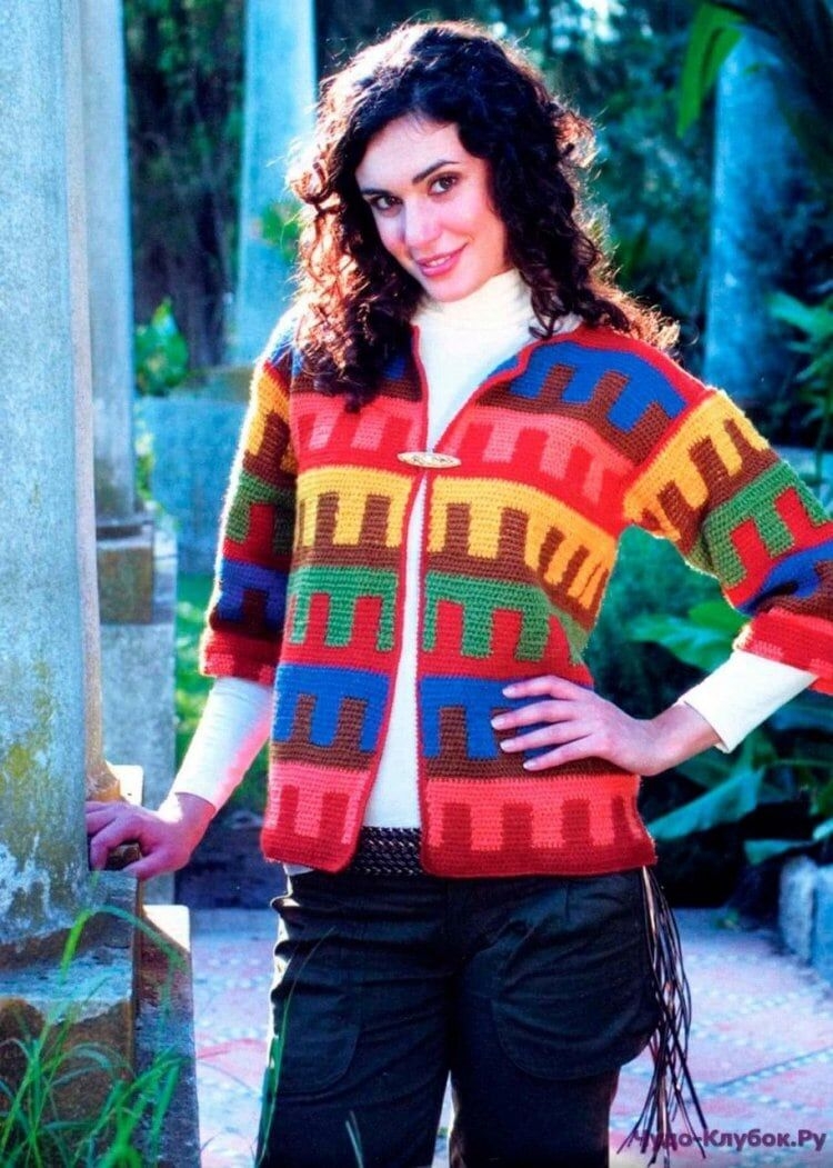 Жакет из остатков пряжи