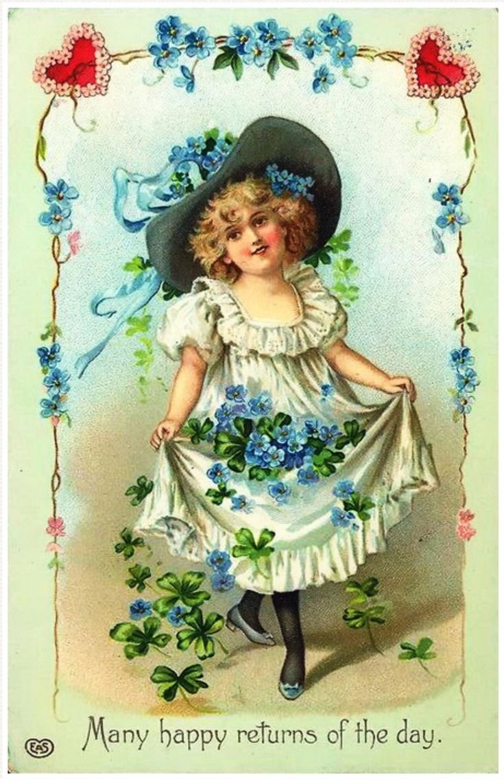 Винтажная открытка с днем рождения